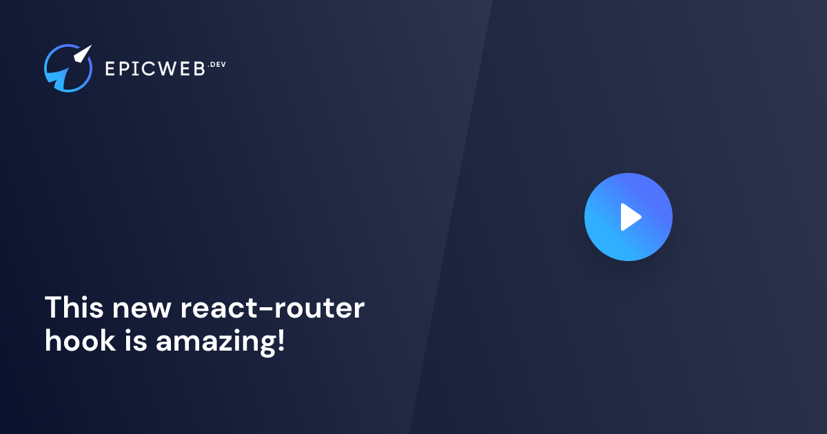 This new react-router hook is amazing! | Epic Web Dev